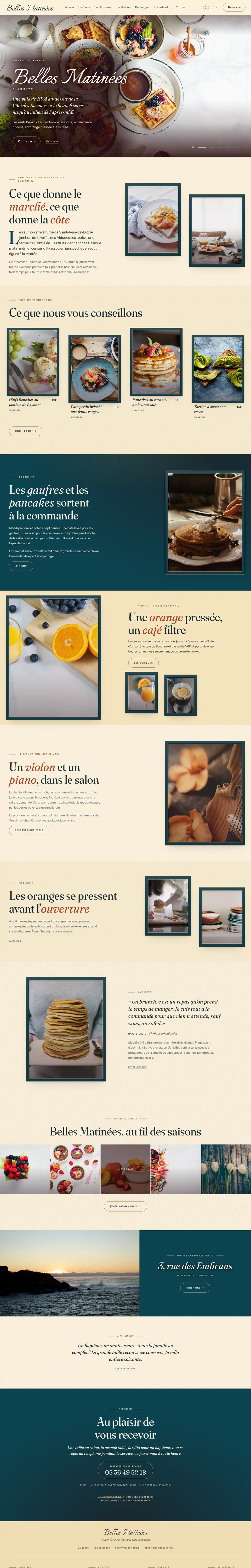 La page d’accueil de Belles Matinées, en entier, au bureau