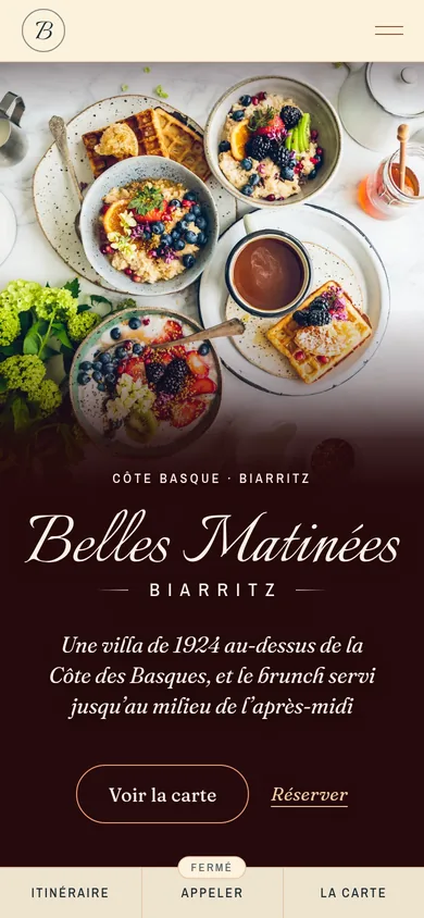 Le site de Belles Matinées, sur un téléphone