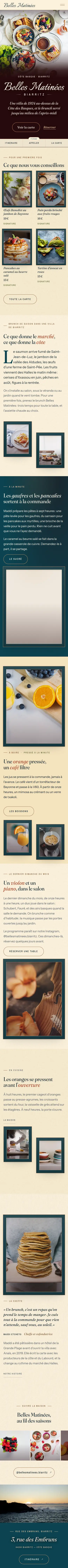 La page d’accueil de Belles Matinées, en entier, au téléphone