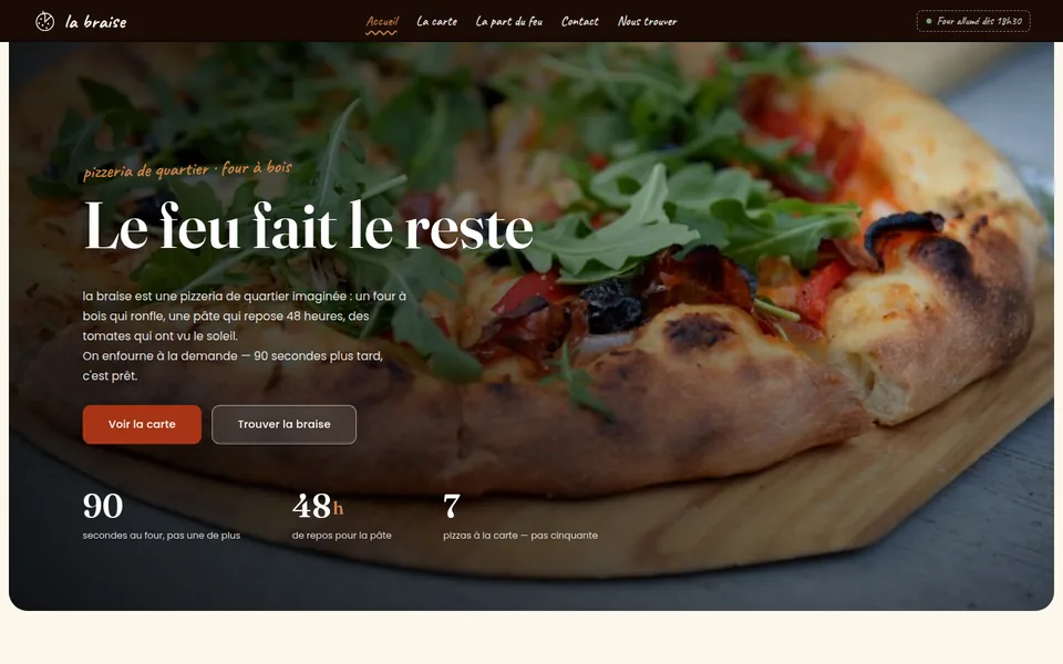 Le site de La Braise, Paris 20e · pizzeria au feu de bois