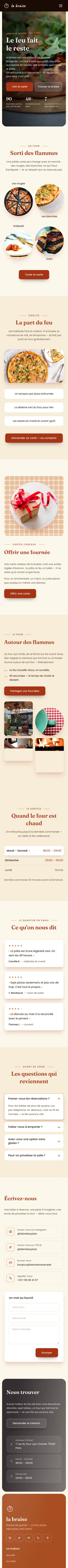 La page d’accueil de La Braise, en entier, au téléphone