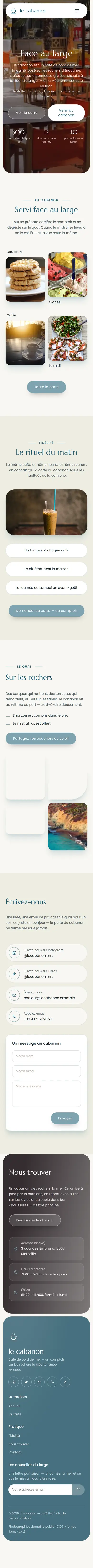 La page d’accueil de Le Cabanon, en entier, au téléphone