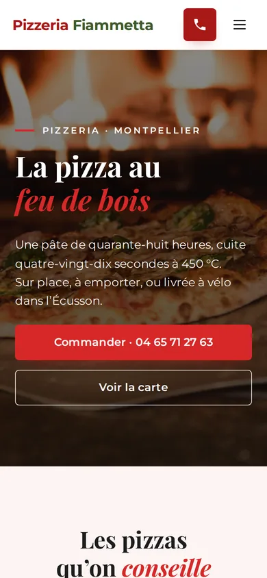 Le site de Fiammetta, sur un téléphone