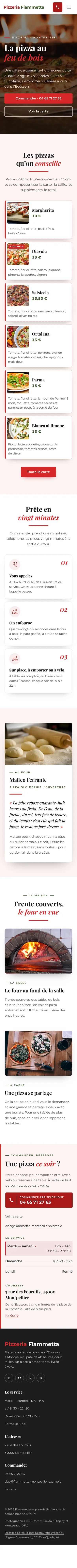 La page d’accueil de Fiammetta, en entier, au téléphone