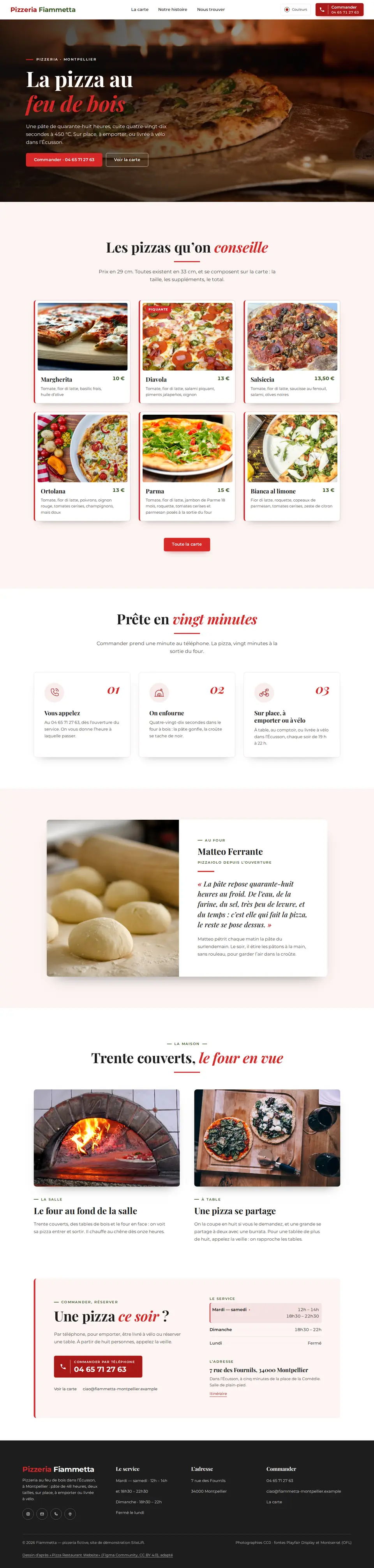 La page d’accueil de Fiammetta, en entier, au bureau