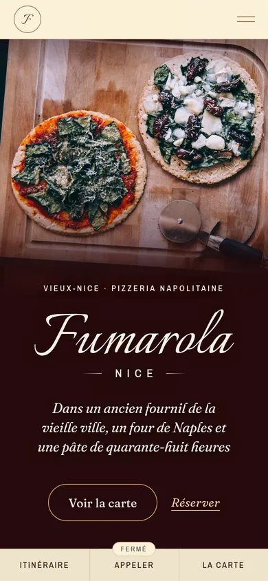 Le site de Fumarola, sur un téléphone