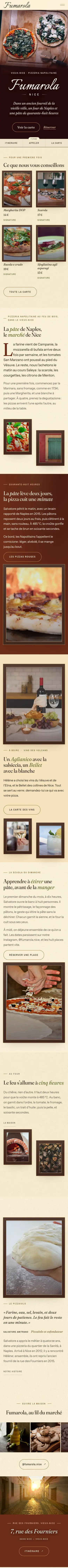 La page d’accueil de Fumarola, en entier, au téléphone
