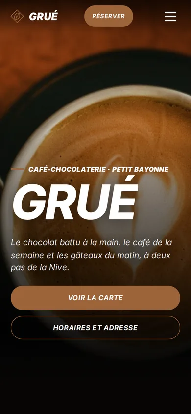 Le site de Grué, sur un téléphone