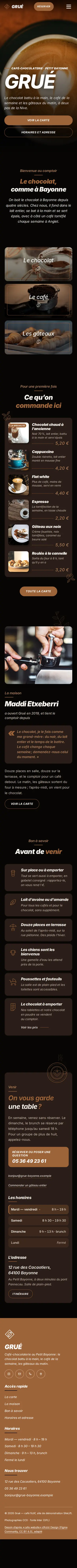 La page d’accueil de Grué, en entier, au téléphone