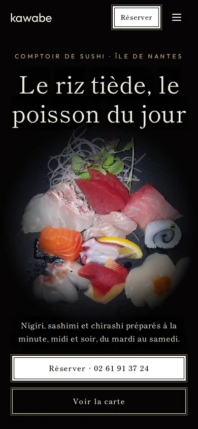 Le site de Kawabe, sur un téléphone