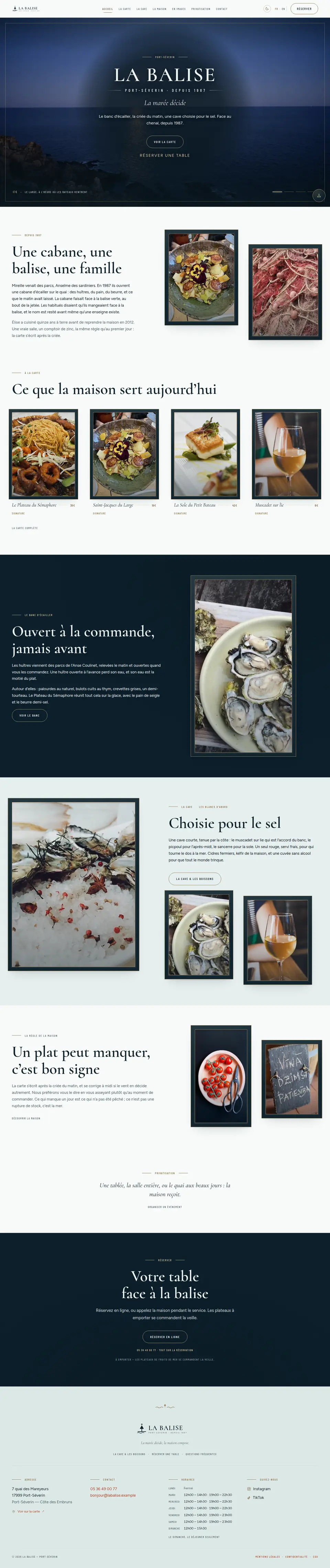 La page d’accueil de La Balise, en entier, au bureau