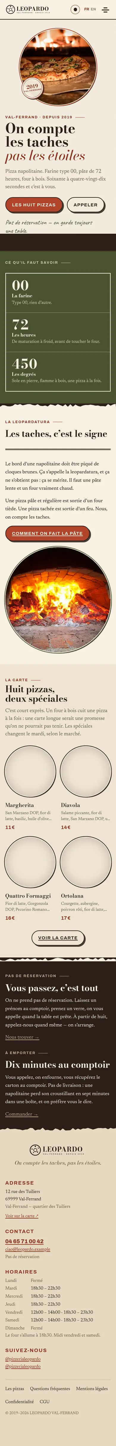 La page d’accueil de Leopardo, en entier, au téléphone