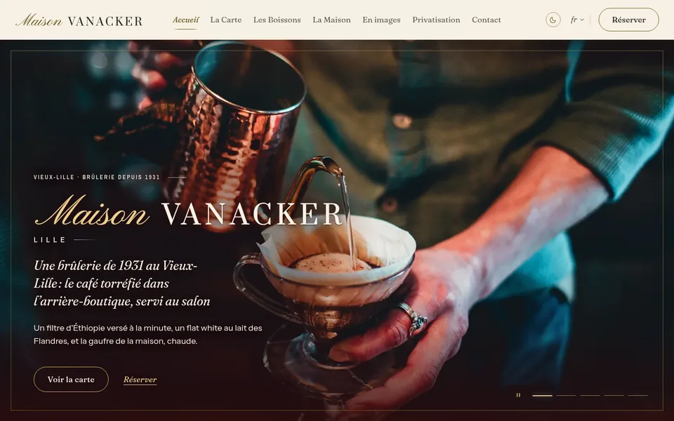 Le site de Maison Vanacker, sur un écran d’ordinateur