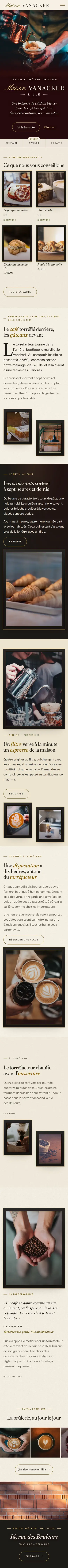 La page d’accueil de Maison Vanacker, en entier, au téléphone
