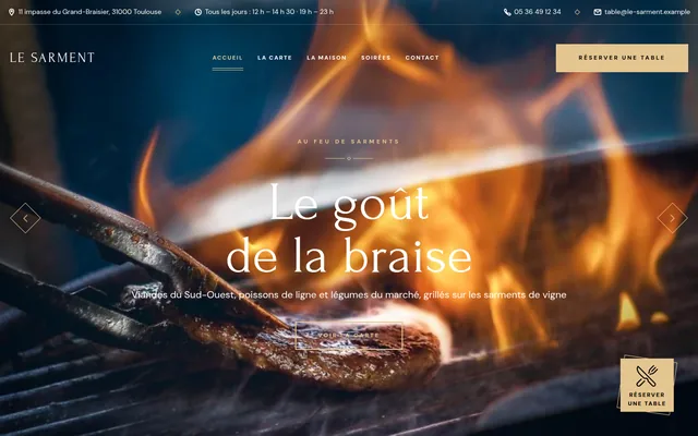 Le site de Le Sarment, Toulouse · grill au feu de sarments