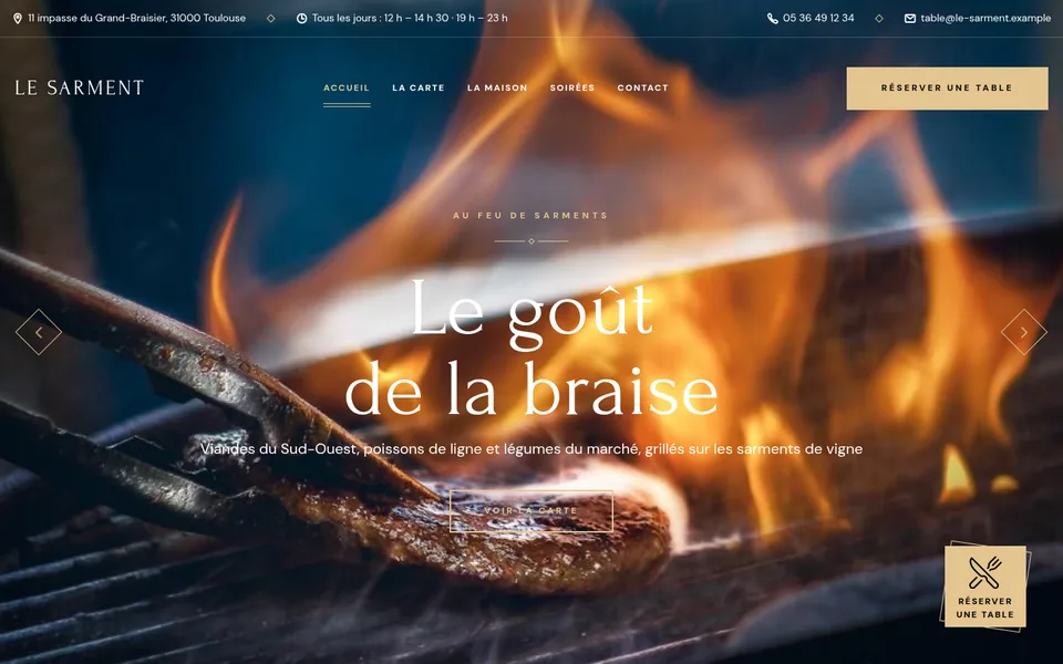 Le site de Le Sarment, Toulouse · grill au feu de sarments