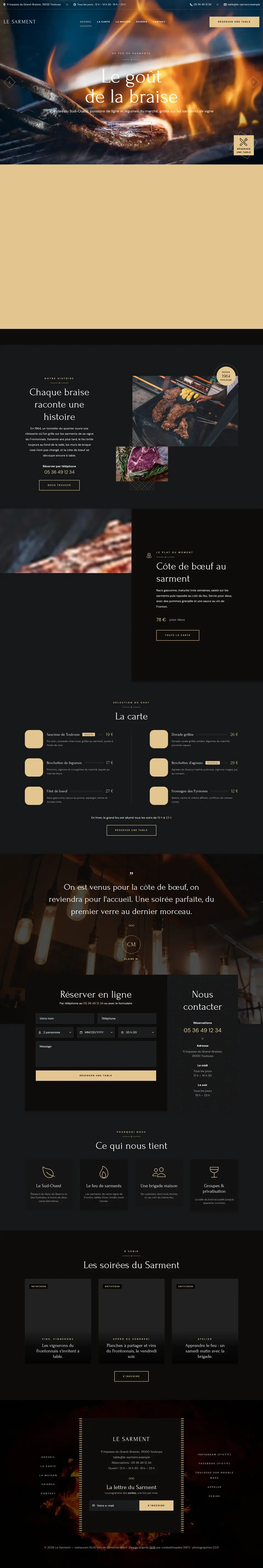 La page d’accueil de Le Sarment, en entier, au bureau