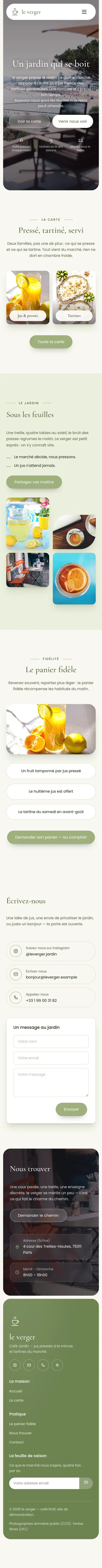 La page d’accueil de Le Verger, en entier, au téléphone